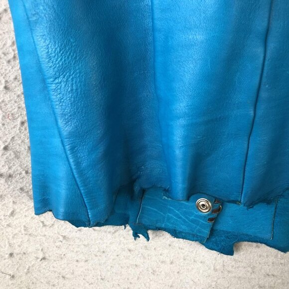 Silver Mesa Vest Womens Medium Blue Leather Cowhide Rhinestone Western Boho - Picture 15 of 16